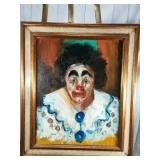 Clown Oil on Canvas Framed Signed Kay