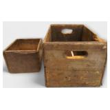 Wooden Shipping Crate w Metal Bands & Small Box