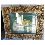 Fancy Gilded Floral Frame w Wavy Glass