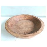 Carved Pie Pan Shaped Wooden Bowl