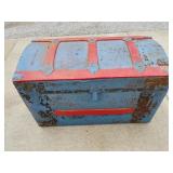 Blue & Red Painted Wood Chest