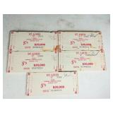 (5) $5 St. Louis Federal Reserve Wood Brick Ends