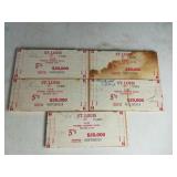 (5) $5 St. Louis Federal Reserve Wood Brick Ends