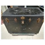 Large Black & Brass Trim Trunk