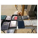 Table Lot of Currency & Coin Albums, Lock Box, Etc
