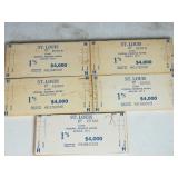 (5) $1 St. Louis Federal Reserve Wood Brick Ends
