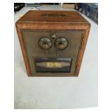 Antique Post Office Box Front On Wood Coin Bank
