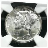 1943 MERCURY DIME 10C MS66 NGC