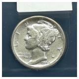 1942 D MERCURY DIME 10C AU40 CLEANED ANACS