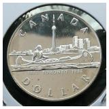 1984 Canada $1 Silver Coin Toronto .82 oz.