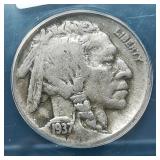 1937 D Buffalo Nickel 5C VG10 ANACS