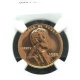 1958 PENNY 1C PF67RD NGC