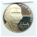 2007 S Jefferson Nickel 5C PR70 DCAM IGS