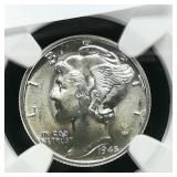 1945 D MERCURY DIME 10C MS65 NGC