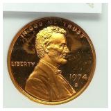 1974 S ULTRA CAMEO PENNY 1C PF65RD NGC