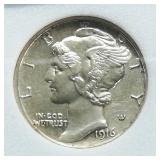 1916 S MERCURY DIME 10C MS63 FB NNC