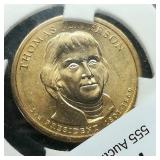 2007 Jefferson $1 BU Coin is loose inside case