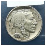 1936 Buffalo Nickel 5C VF35 ANACS
