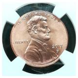 2017 PENNY 1C GEM UNCIRCULATED NGC SIGNED