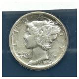 1942 D MERCURY DIME 10C AU50 SCRATCHED ANACS