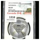 2016 CANADA $5 MS69 NGC SUPERMAN