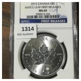 2015 CANADA $5 MS69 NGC MAPLE LEAF FIRST RELEASE