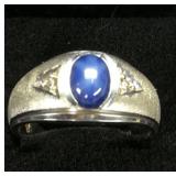 Star Sapphire 10K White Gold Cat's Eye Ring
