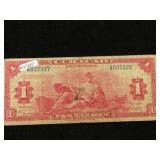 1942 Curacao Een Gulden Wettif Betaalmiddel Note