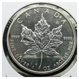 2010 Canada $5 Silver Coin Maple Leaf 1 t oz.