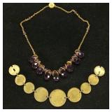 Coin Bracelet & Purple Necklace