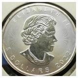 2022 CANADA $5 SILVER COIN MAPLE LEAF