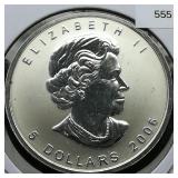 2006 Canada $5 Silver Coin DCAM Maple Leaf 1 t oz.