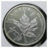 2008 Canada $5 Silver Coin Maple Leaf 1.11 oz.