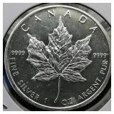2008 Canada $5 Silver Coin Maple Leaf 1 t oz.