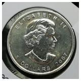 2007 Canada $5 Silver Coin Maple Leaf 1.11 oz.
