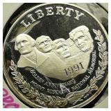 1991 Silver Dollar Proof Mount Rushmore