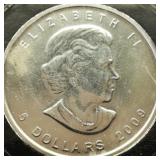2009 CANADA $5 SILVER COIN MAPLE LEAF