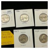 (5) 1950s Washington Quarters 25c ($1.25)