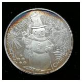 One Troy Ounce .999 Silver Christmas 1990