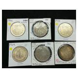 (6) Silver Pesos 1922-1944 3.88 oz w Sleeves