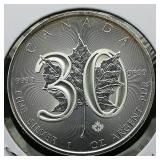 2018 Canada $5 Silver Maple Leaf 30th  1 t oz.