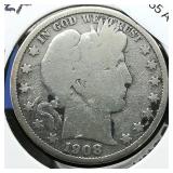 1908 O Barber Half Dollar 50c