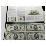 Uncut $5 United States Currency (4 Bills)