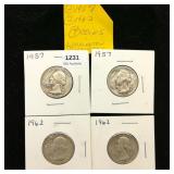(4) 1950-60s Washington Quarters 25c ($1)