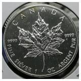 1993 Canada $5 Silver Coin Maple Leaf 1 t oz.