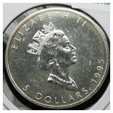 1995 Canada $5 Silver Coin Maple Leaf 1 t oz.