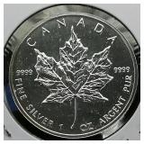1994 Canada $5 Silver Coin Maple Leaf 1 t oz.