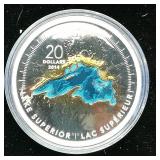 2014 CANADA $20 CANADIAN SILVER COIN LAKE SUPERIOR