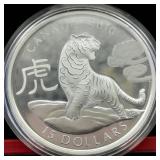 2010 CANADIAN $15 SILVER COIN YEAR OF THE TIGER