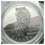 2013 ROYAL CANADIAN MINT $20 SILVER COIN WOLF